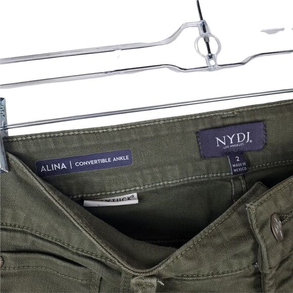 NYDJ ALINA Convertible Ankle Lift Tuck Denim Olive Green Skinny Jeans High Rise - Picture 6 of 8